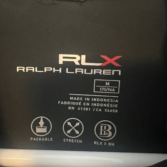 RLX Ralph Lauren Mens Golf Windbreaker Winter Jacket Medium Size Full Zip Black - Picture 3 of 16